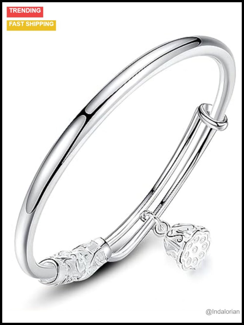 S925 Sterling Silver Bangle Bracelet for Women Adjustable 6.4-7.8 Inches